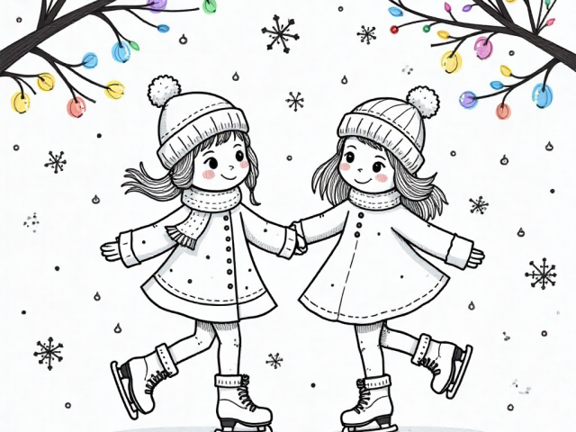 Two Ice Skaters Free coloring page of a Two Ice Skaters