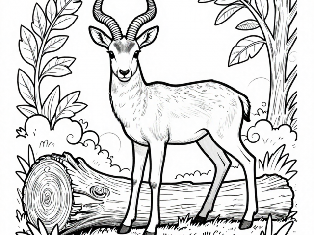 Free Coloring Pages of an Antelope