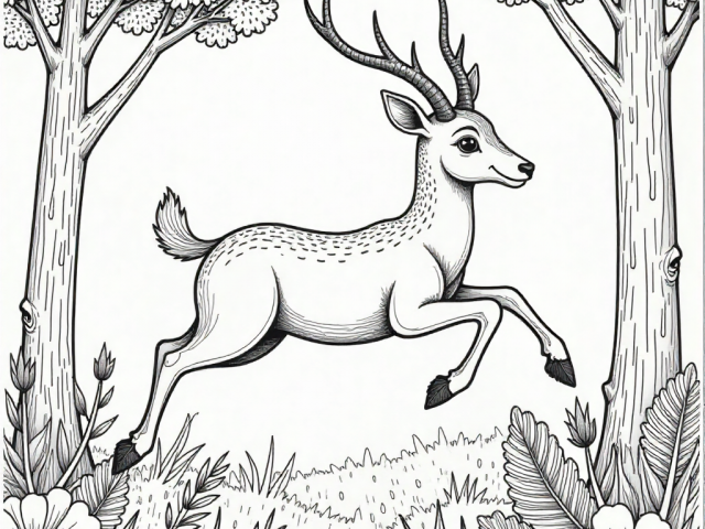 Free Coloring Pages of an Antelope Running