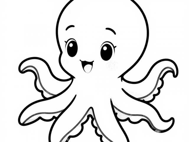 Free Coloring Pages of a Baby Octopus