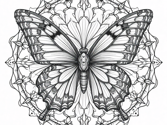 Butterfly and flower mandala (4)