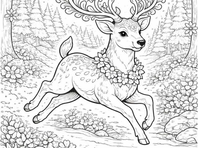 Free coloring page of a Deer running