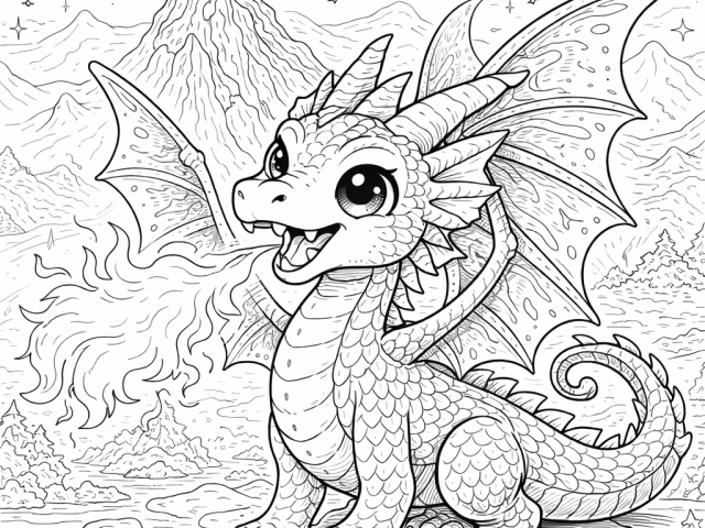 Dragon (1) Free coloring page of a Dragon