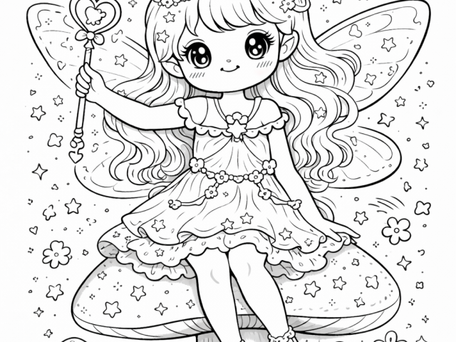 Free coloring page of a Fairy