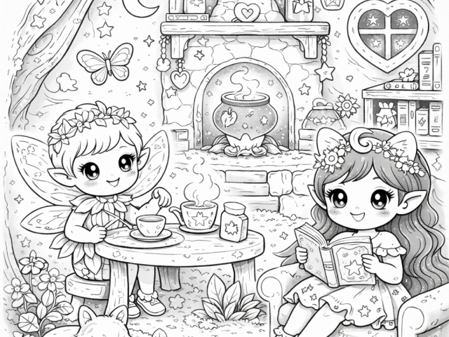 Free coloring page of a Fairy home