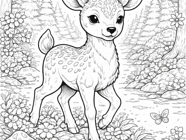 Free coloring page of a Fawn