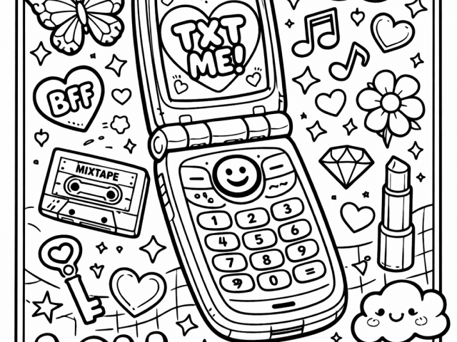 Free coloring page of Flip Phone