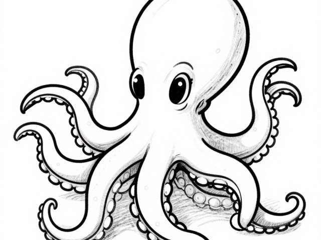 Free Coloring Pages of an Octopus