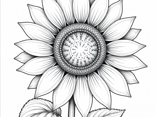Free Coloring Pages of a Sunflower
