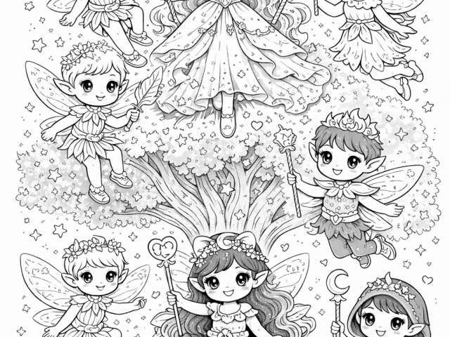 Free coloring page of The Fairy Tree