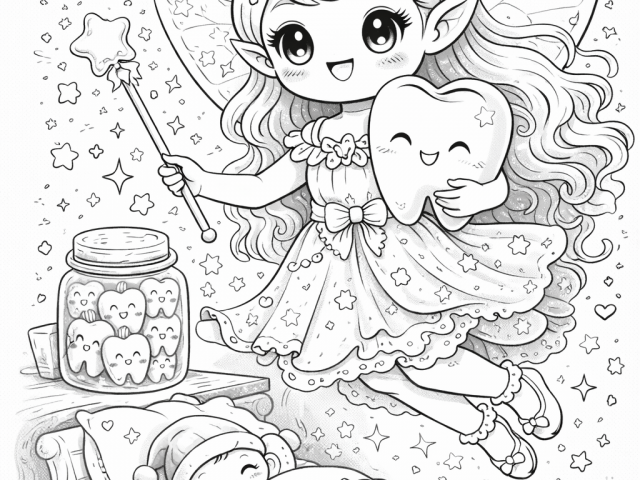 Free coloring page of a Tooth fairy