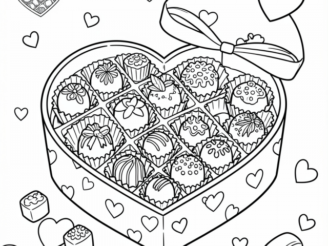 Free Coloring Pages of Valentine Chocolate