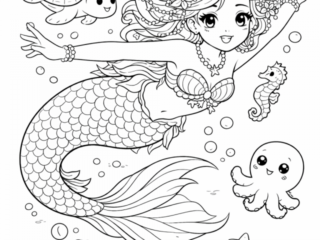 Free coloring page of a Mermaid
