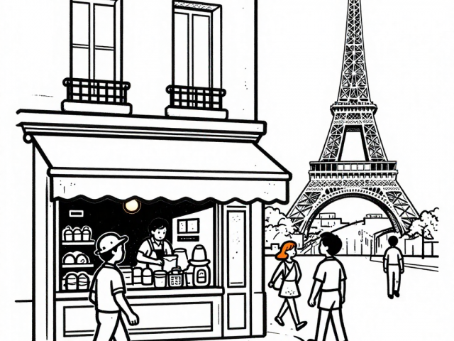 Free Coloring Page of Paris Travel