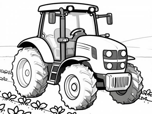 Tractor on a farm (1) Free coloring page of a farm tractor