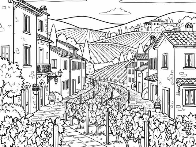 Vineyard Free coloring page of a Vineyard